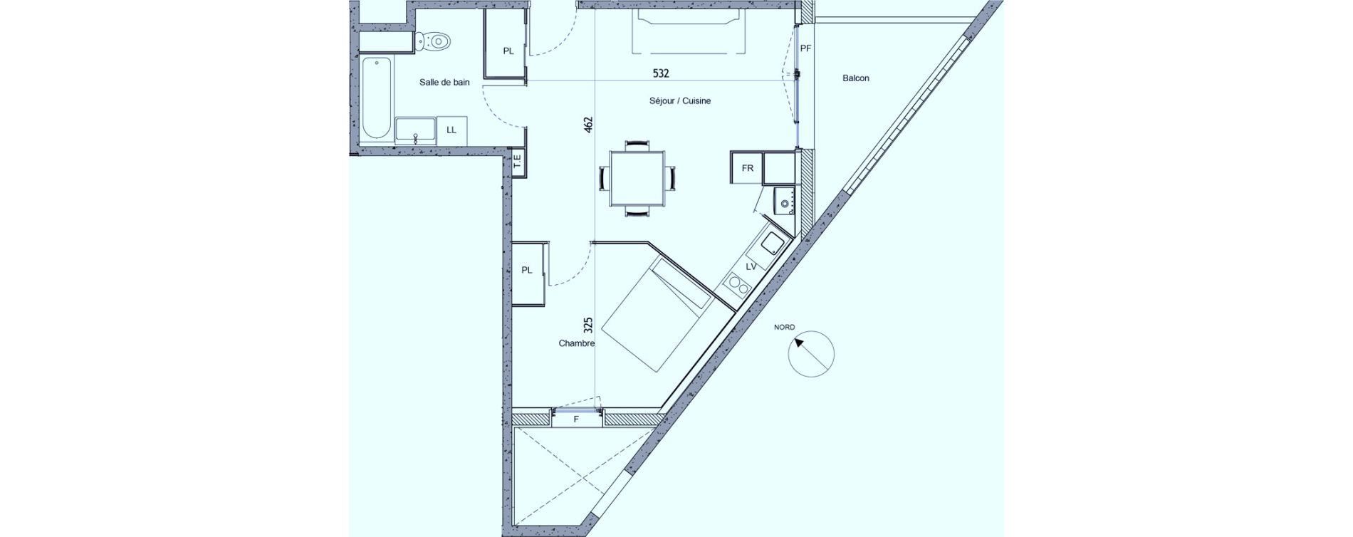 Appartement T2 de 46,30 m2 &agrave; Roques Centre