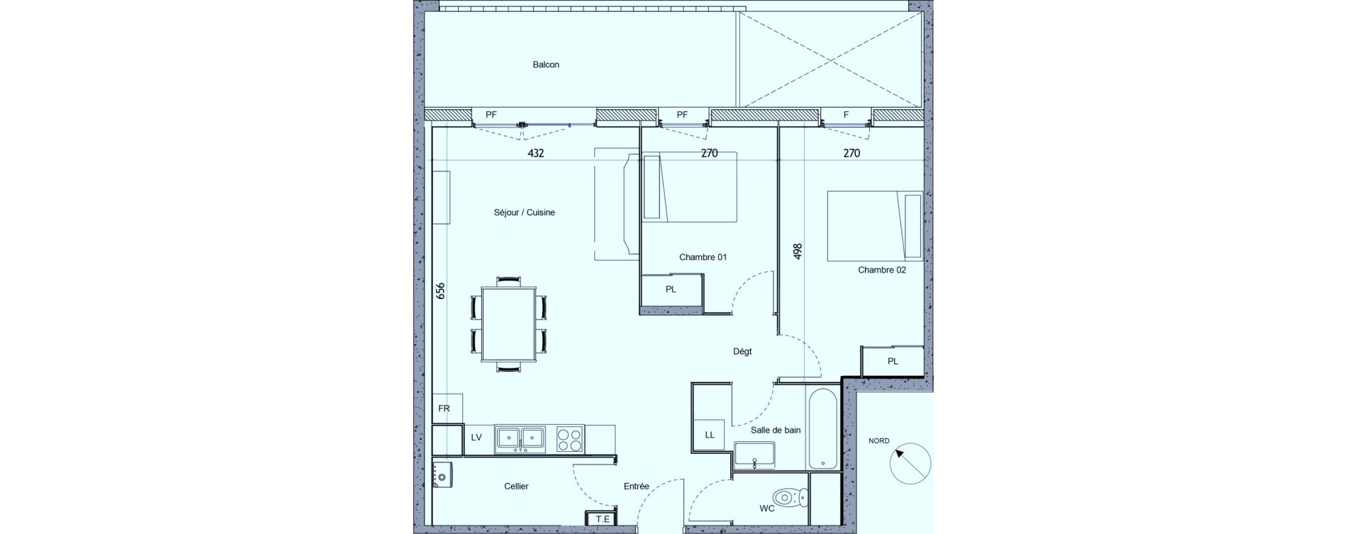 Appartement T3 de 70,40 m2 &agrave; Roques Centre