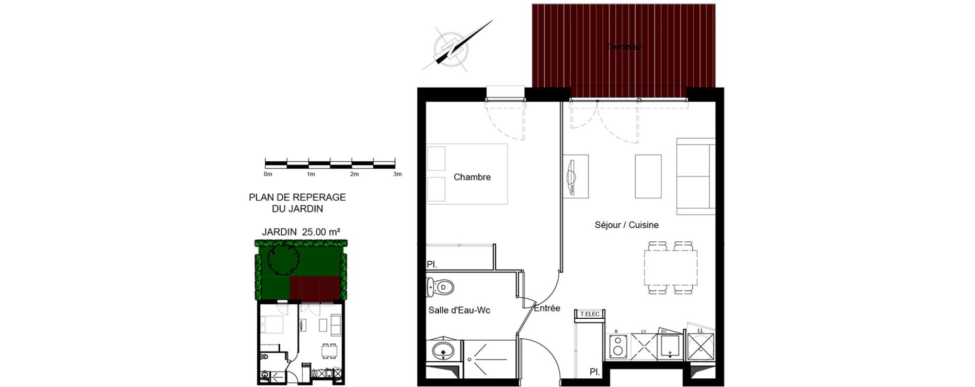 Appartement T2 de 40,86 m2 &agrave; Roques Centre