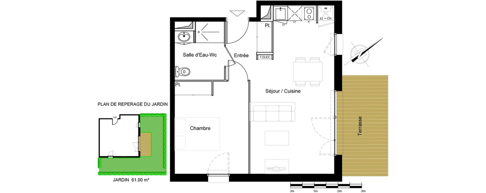 Appartement T2 de 43,64 m2 &agrave; Roques Centre