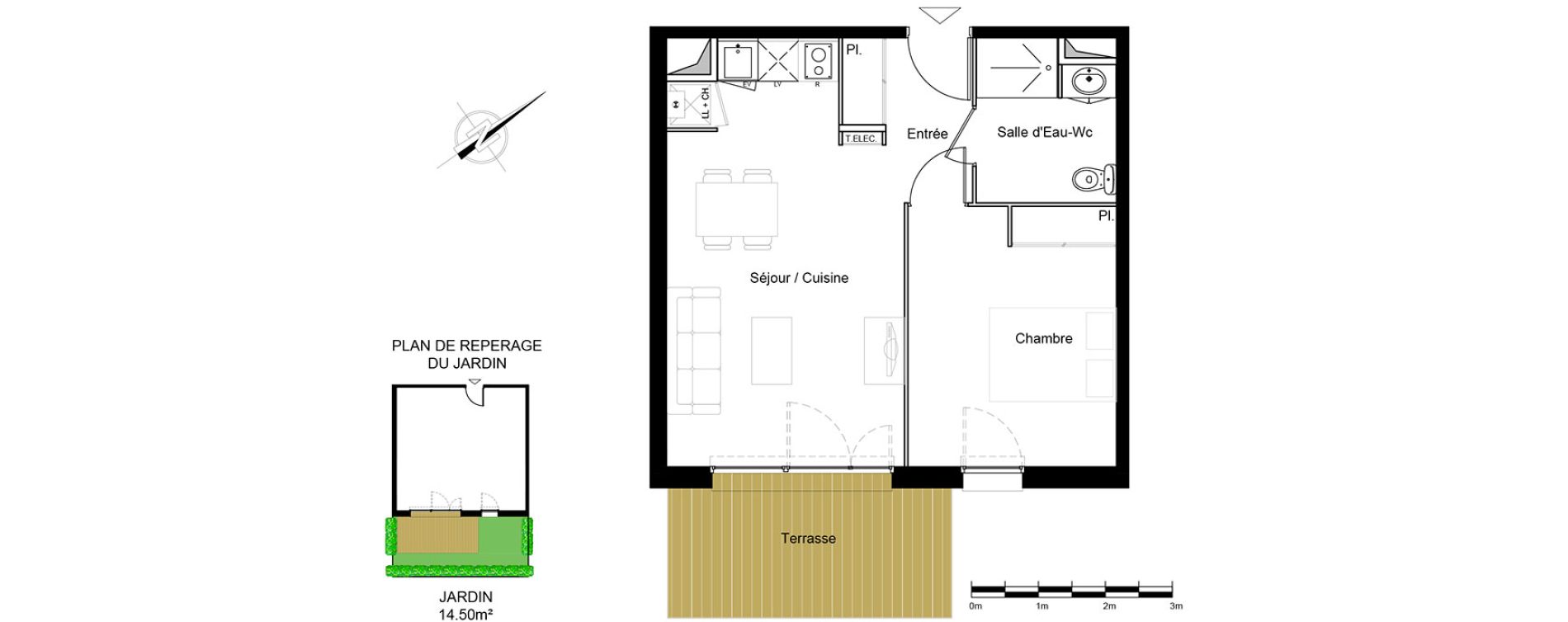 Appartement T2 de 41,39 m2 &agrave; Roques Centre