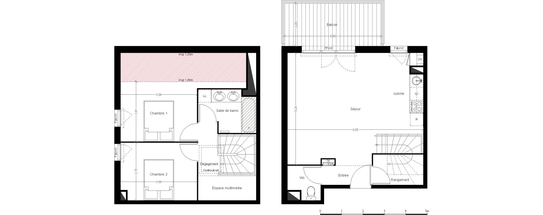 Duplex T3 de 66,50 m2 &agrave; Roques La pointe
