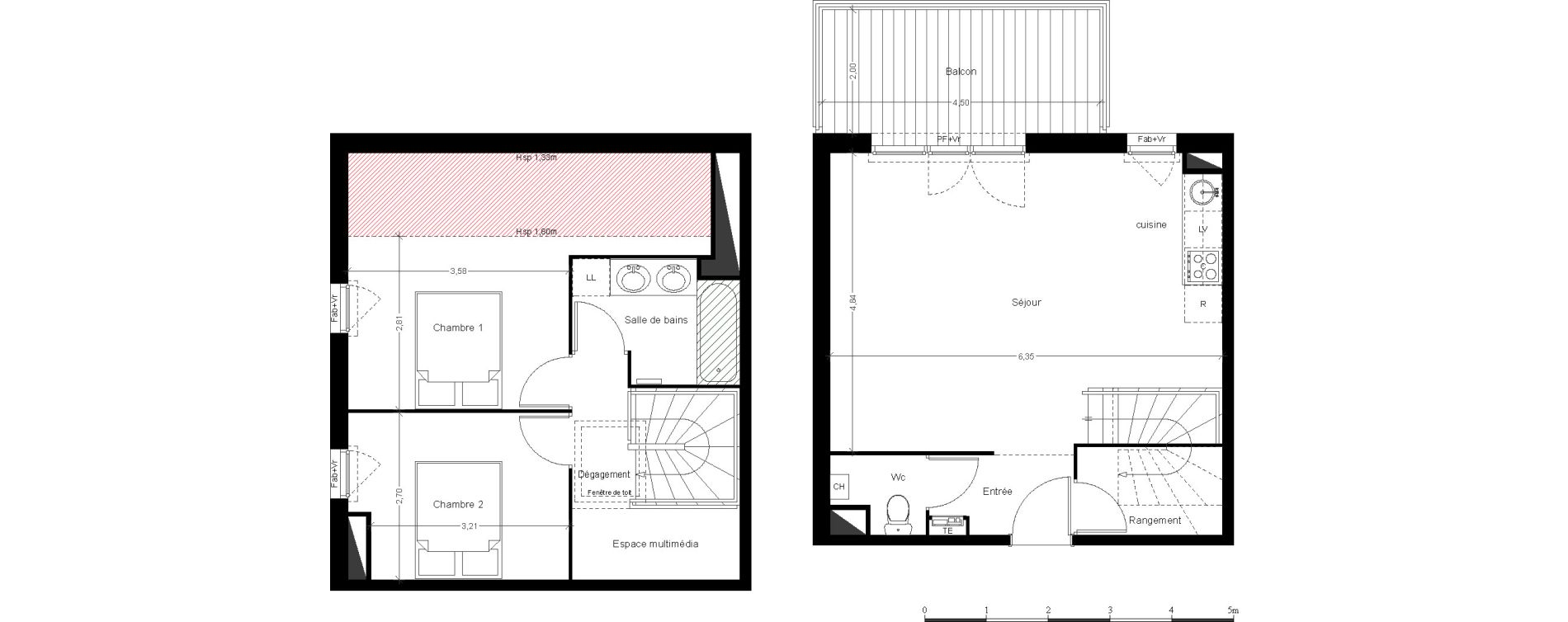 Duplex T3 de 65,00 m2 &agrave; Roques La pointe
