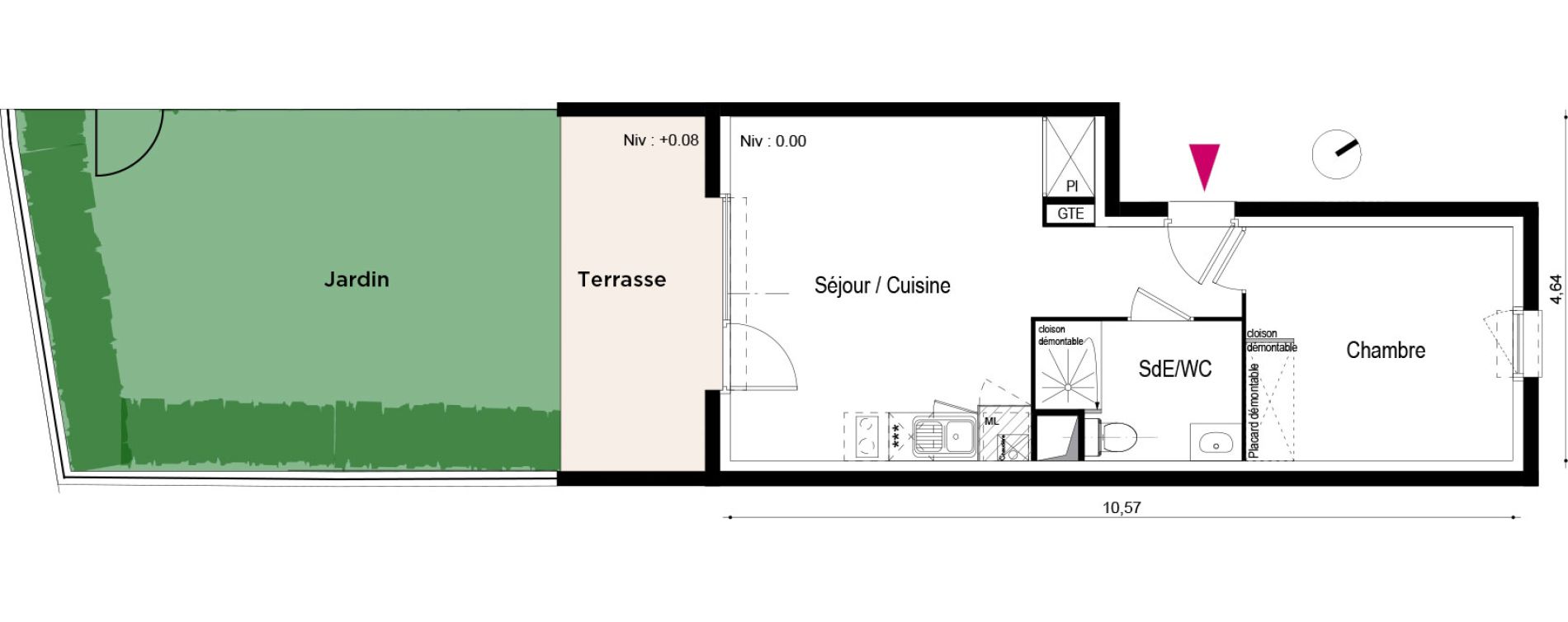 Appartement T2 de 39,45 m2 &agrave; Roques Centre