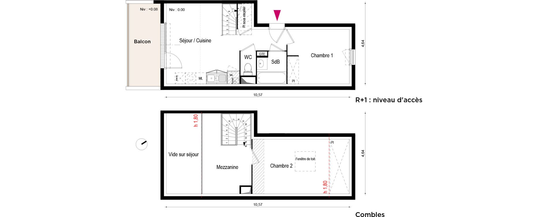 Appartement T3 de 60,90 m2 &agrave; Roques Centre