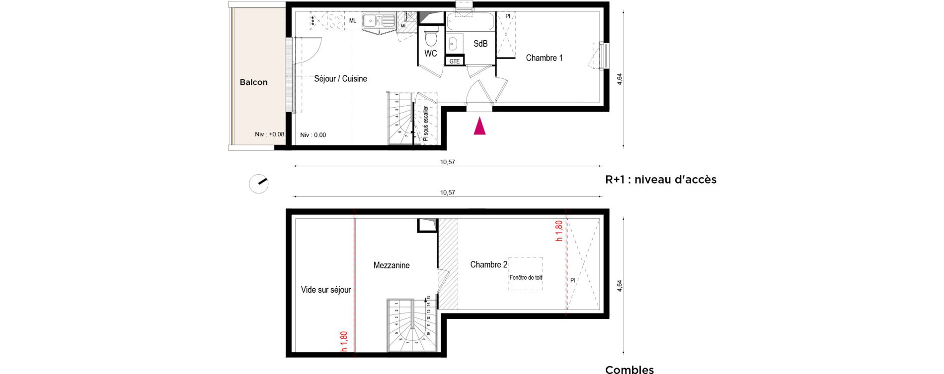 Appartement T3 de 60,90 m2 &agrave; Roques Centre
