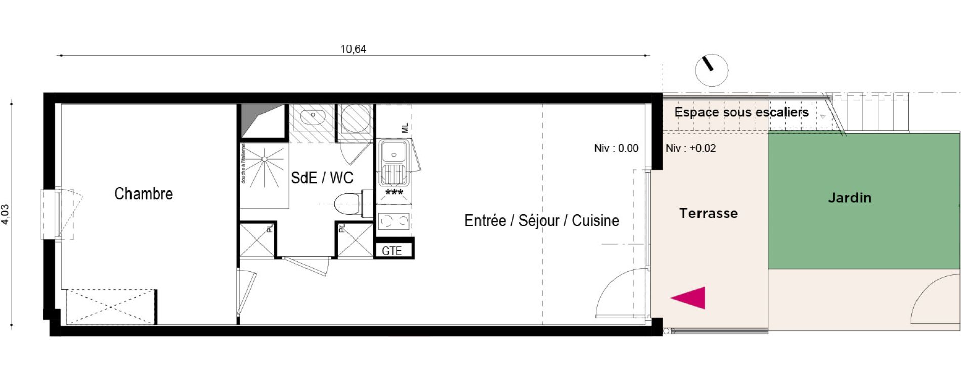 Appartement T2 de 41,30 m2 &agrave; Roques Centre