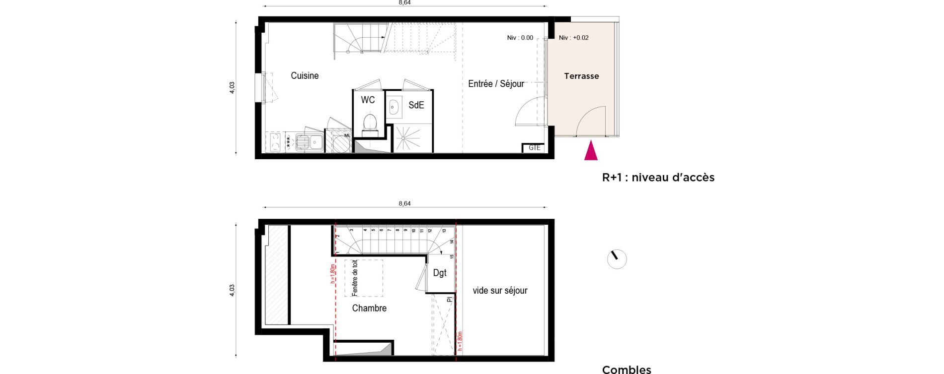 Appartement T2 de 41,45 m2 &agrave; Roques Centre