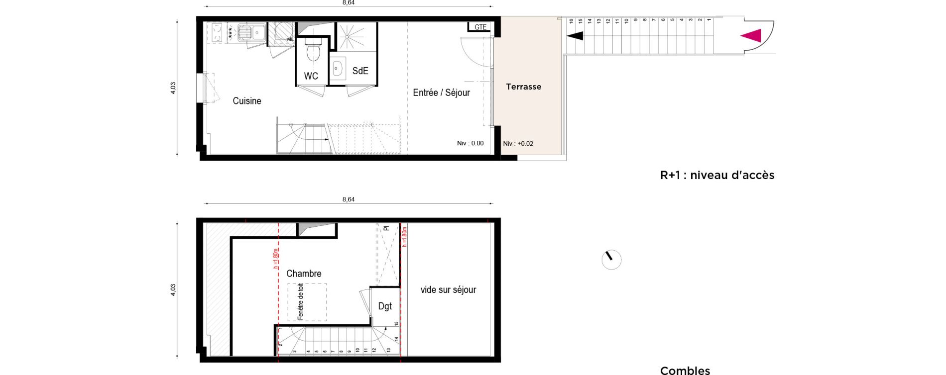 Appartement T2 de 41,50 m2 &agrave; Roques Centre