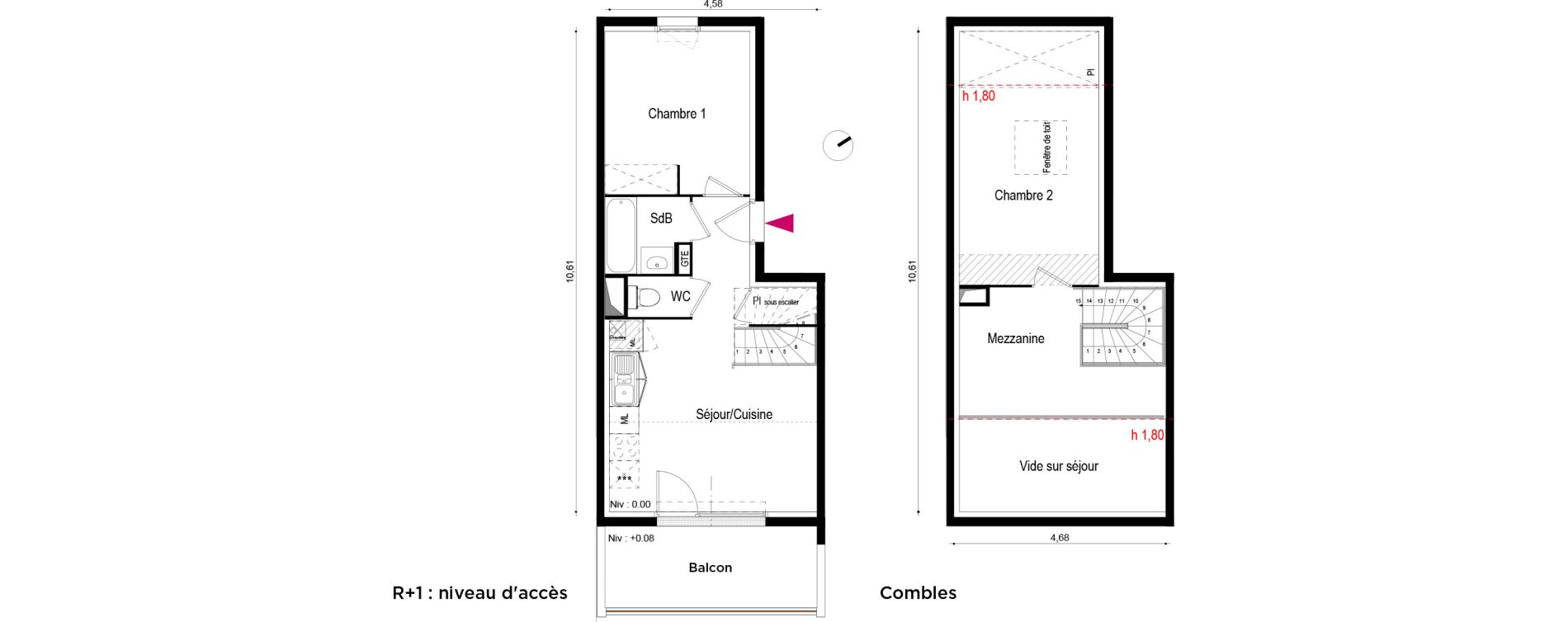 Appartement T3 de 60,55 m2 &agrave; Roques Centre