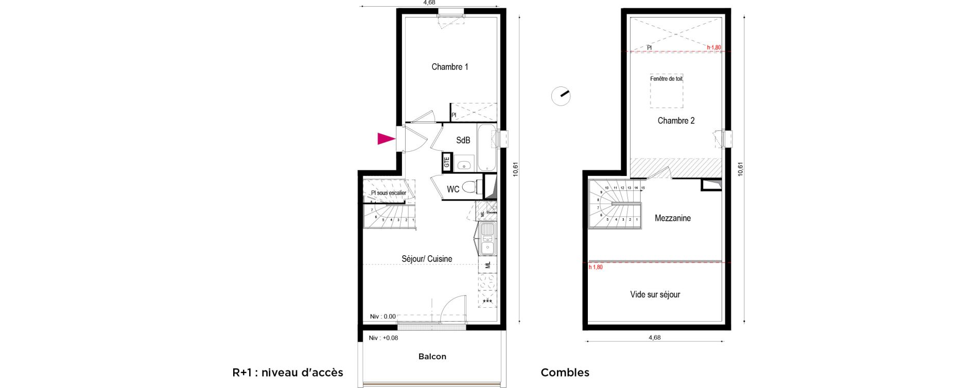 Appartement T3 de 61,70 m2 &agrave; Roques Centre