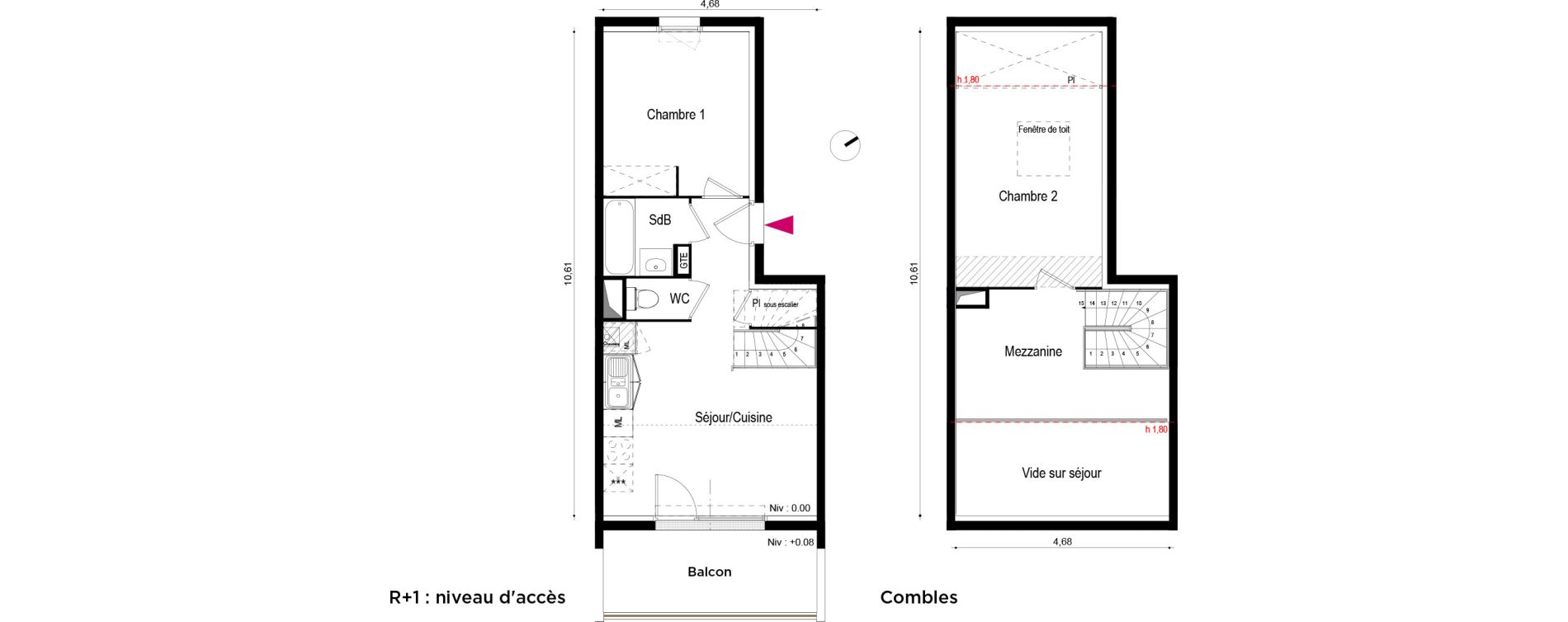 Appartement T3 de 61,70 m2 &agrave; Roques Centre