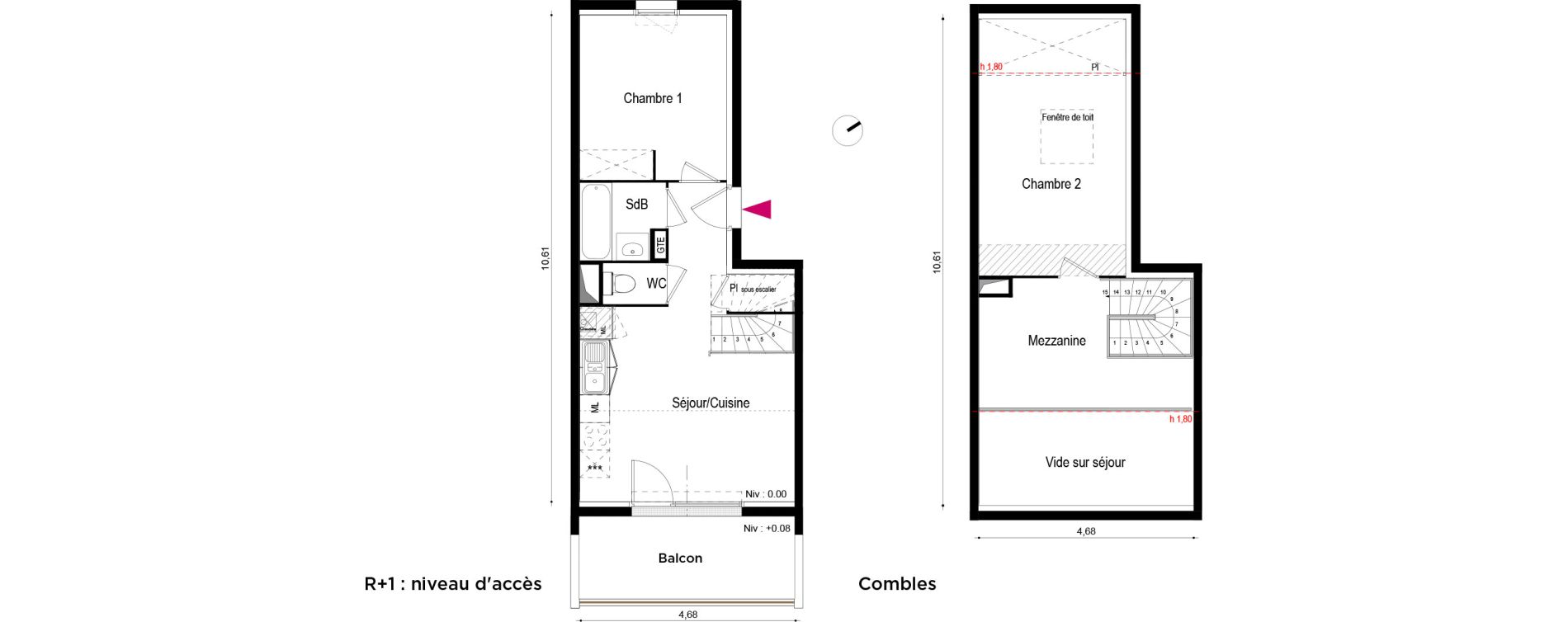 Appartement T3 de 61,70 m2 &agrave; Roques Centre