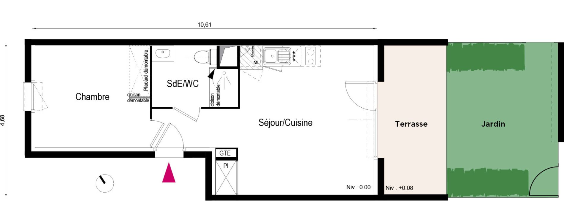 Appartement T2 de 40,10 m2 &agrave; Roques Centre