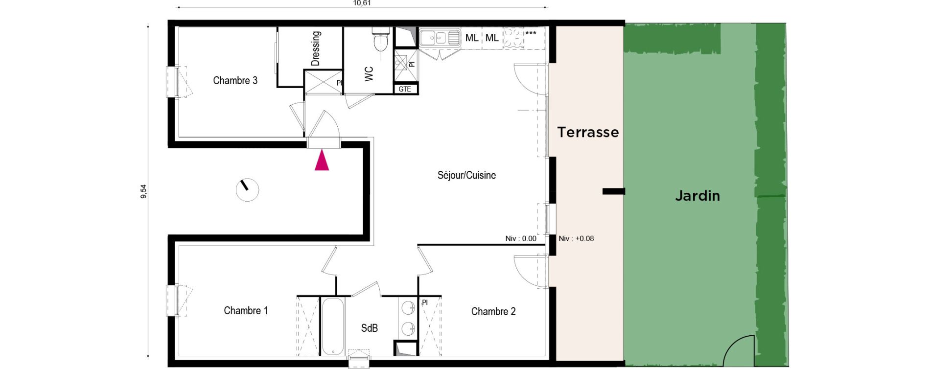 Appartement T4 de 80,35 m2 &agrave; Roques Centre