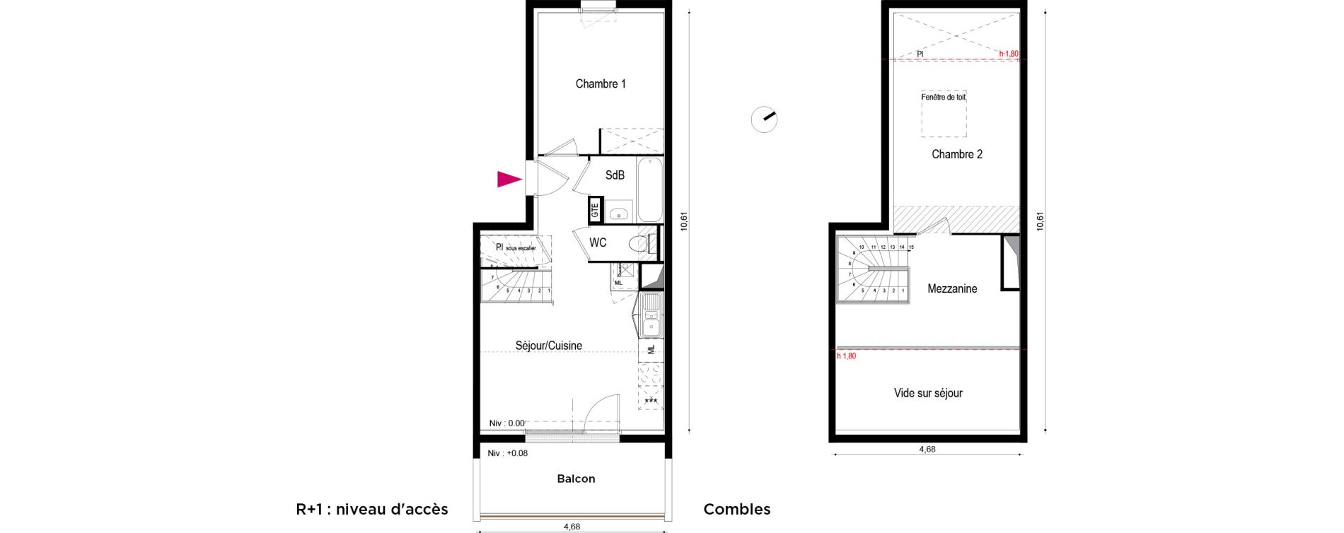 Appartement T3 de 61,30 m2 &agrave; Roques Centre