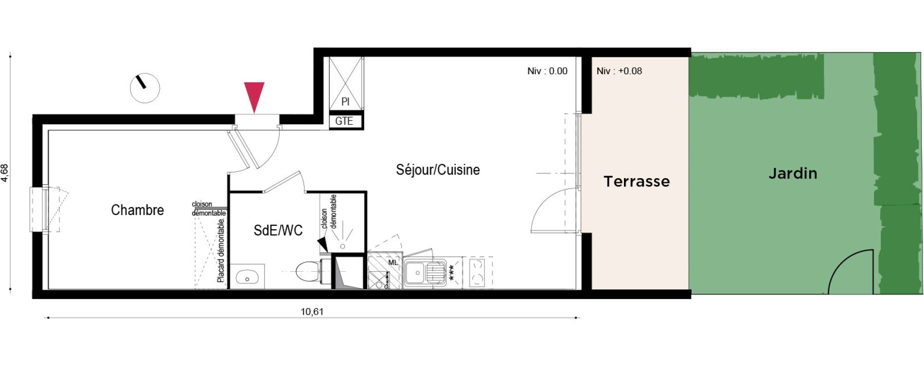 Appartement T2 de 40,10 m2 &agrave; Roques Centre