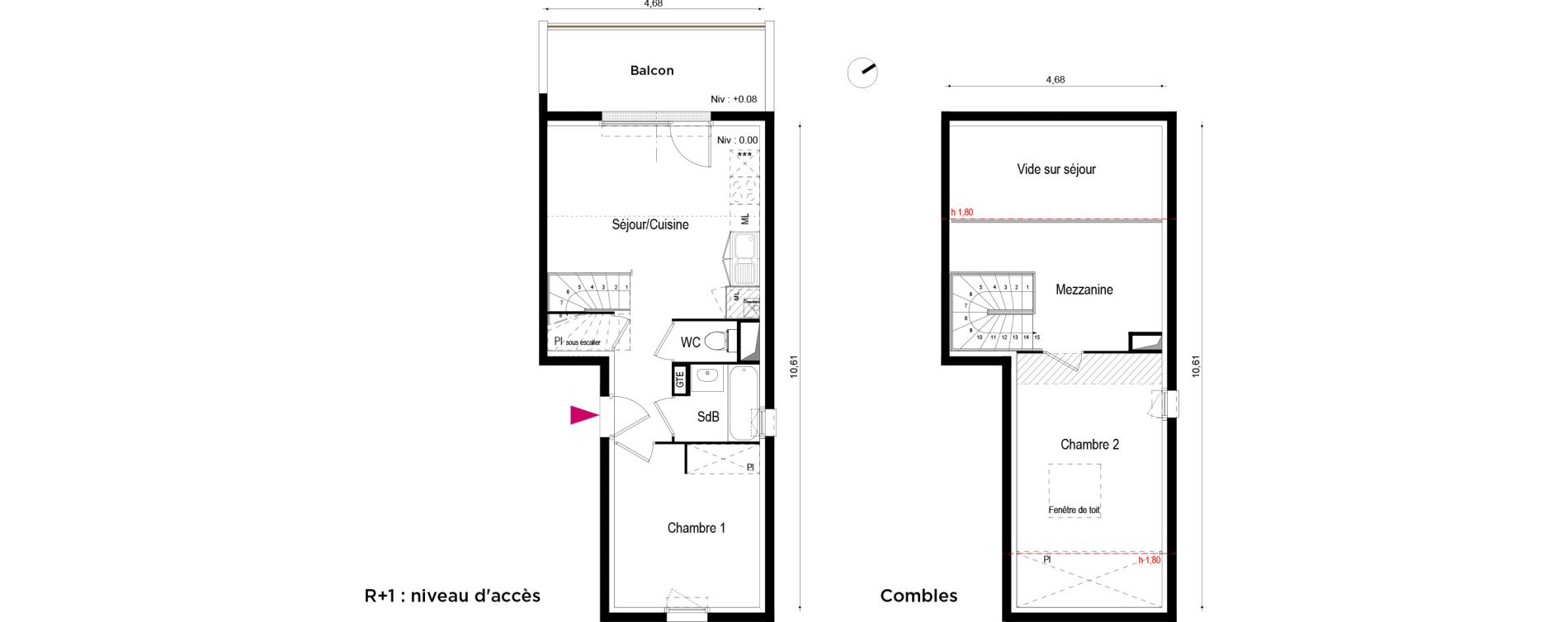 Appartement T3 de 61,70 m2 &agrave; Roques Centre