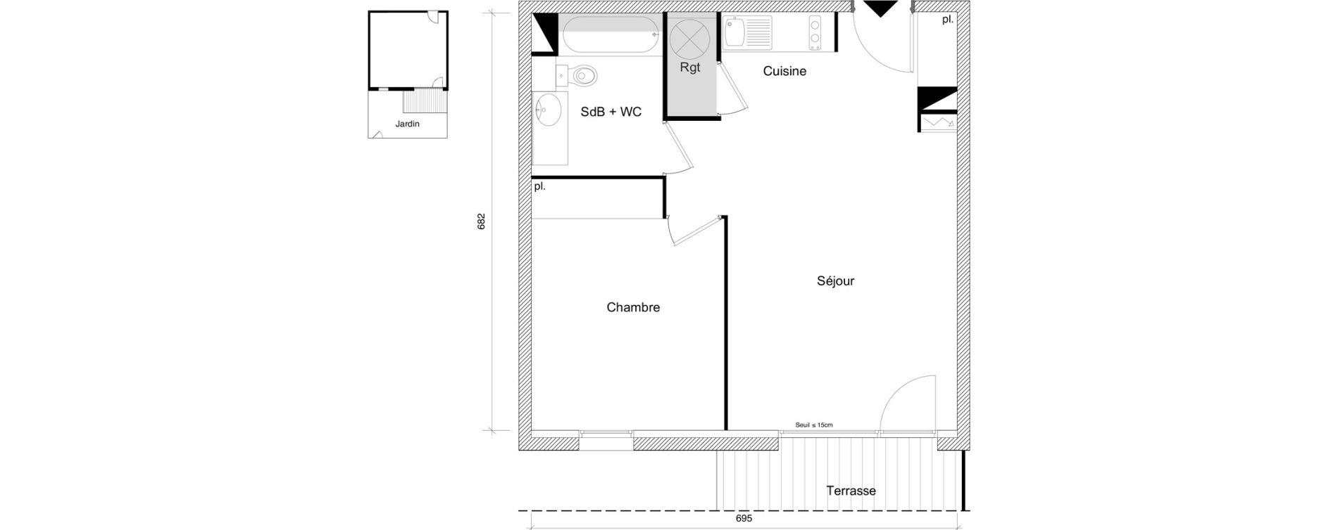 Appartement T2 de 45,95 m2 &agrave; Roquettes Centre
