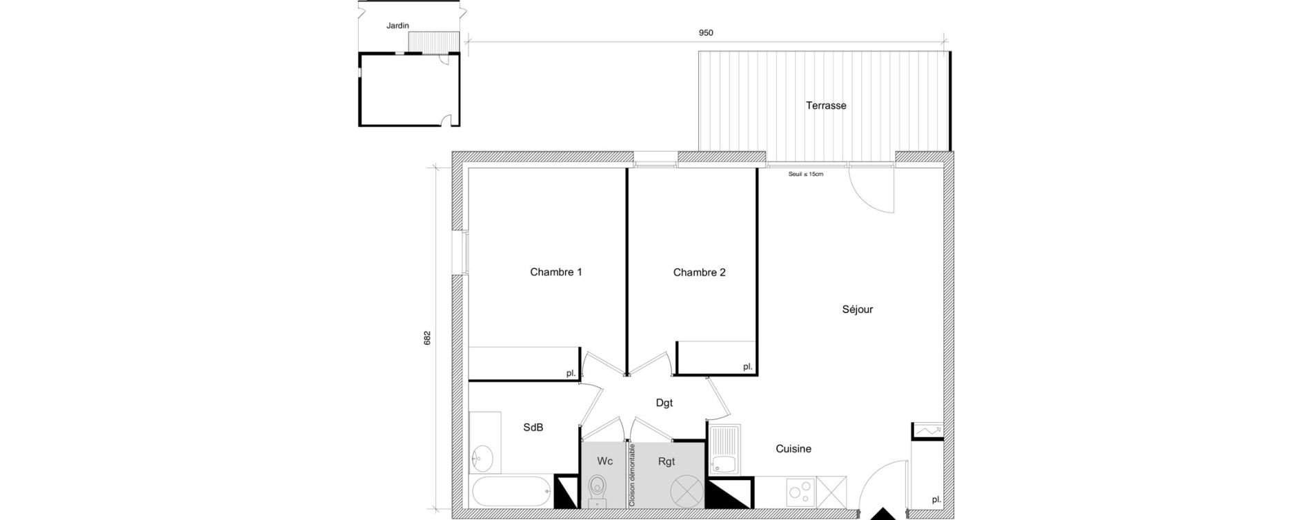 Appartement T3 de 62,37 m2 &agrave; Roquettes Centre
