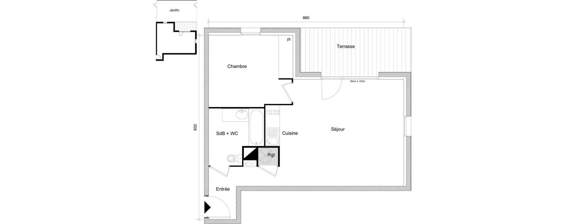 Appartement T2 de 50,78 m2 &agrave; Roquettes Centre
