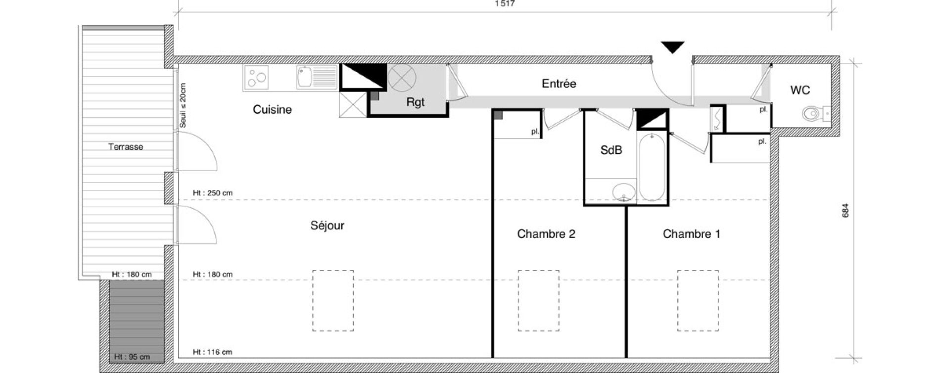 Appartement T3 de 71,88 m2 &agrave; Roquettes Centre