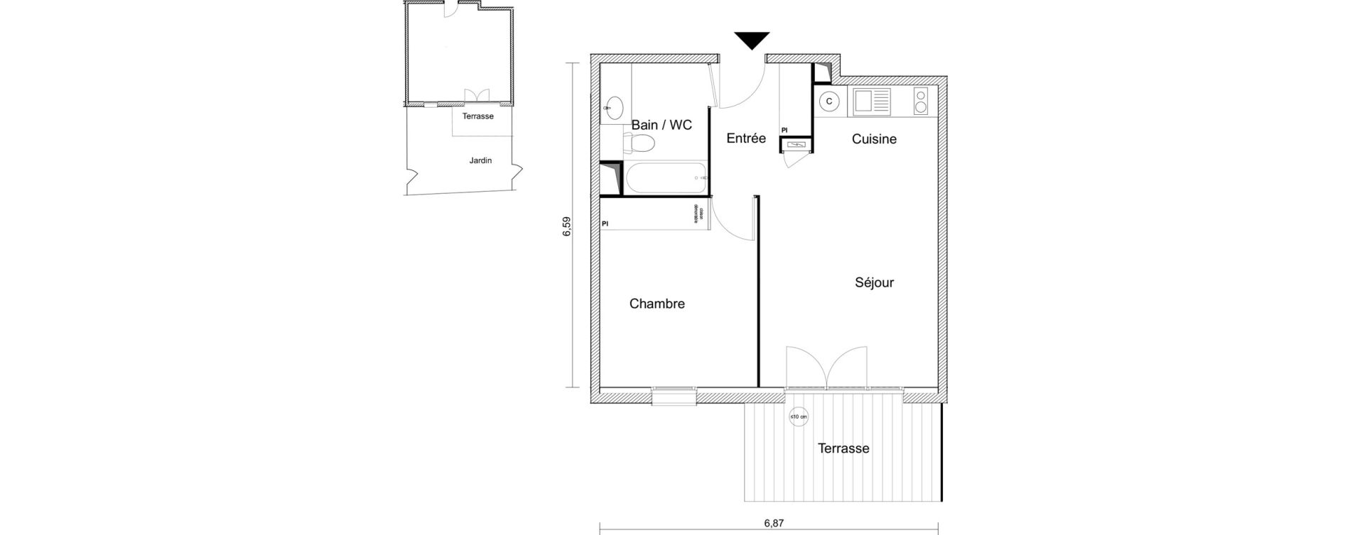 Appartement T2 de 42,95 m2 &agrave; Roquettes Centre