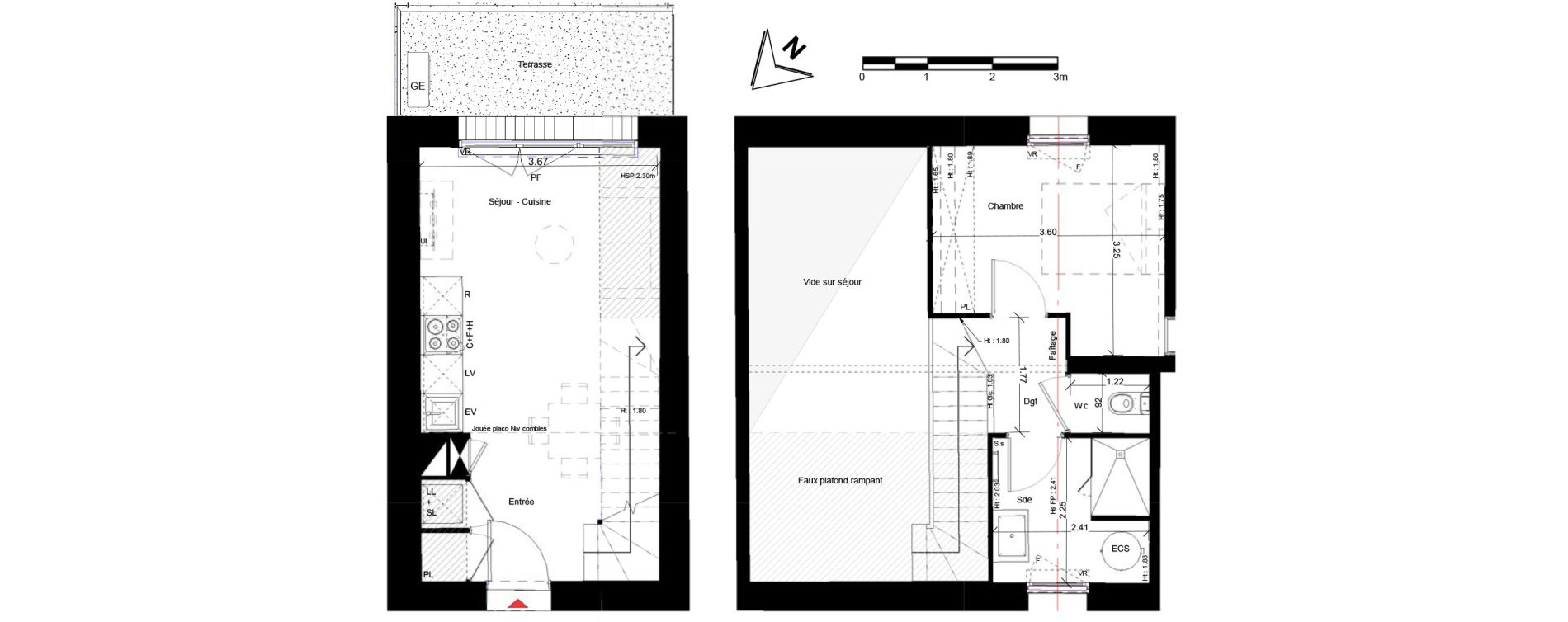 Duplex T2 de 40,30 m2 &agrave; Roquettes Centre