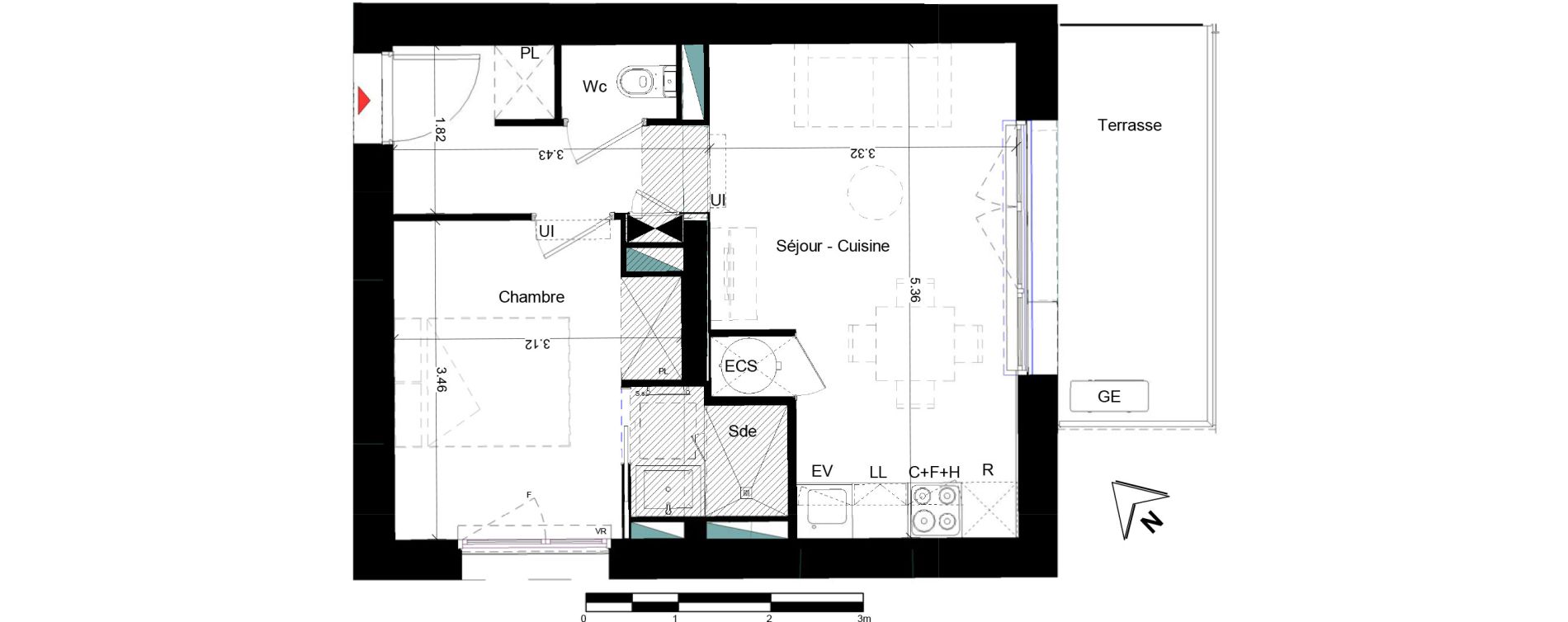 Appartement T2 de 34,00 m2 &agrave; Roquettes Centre