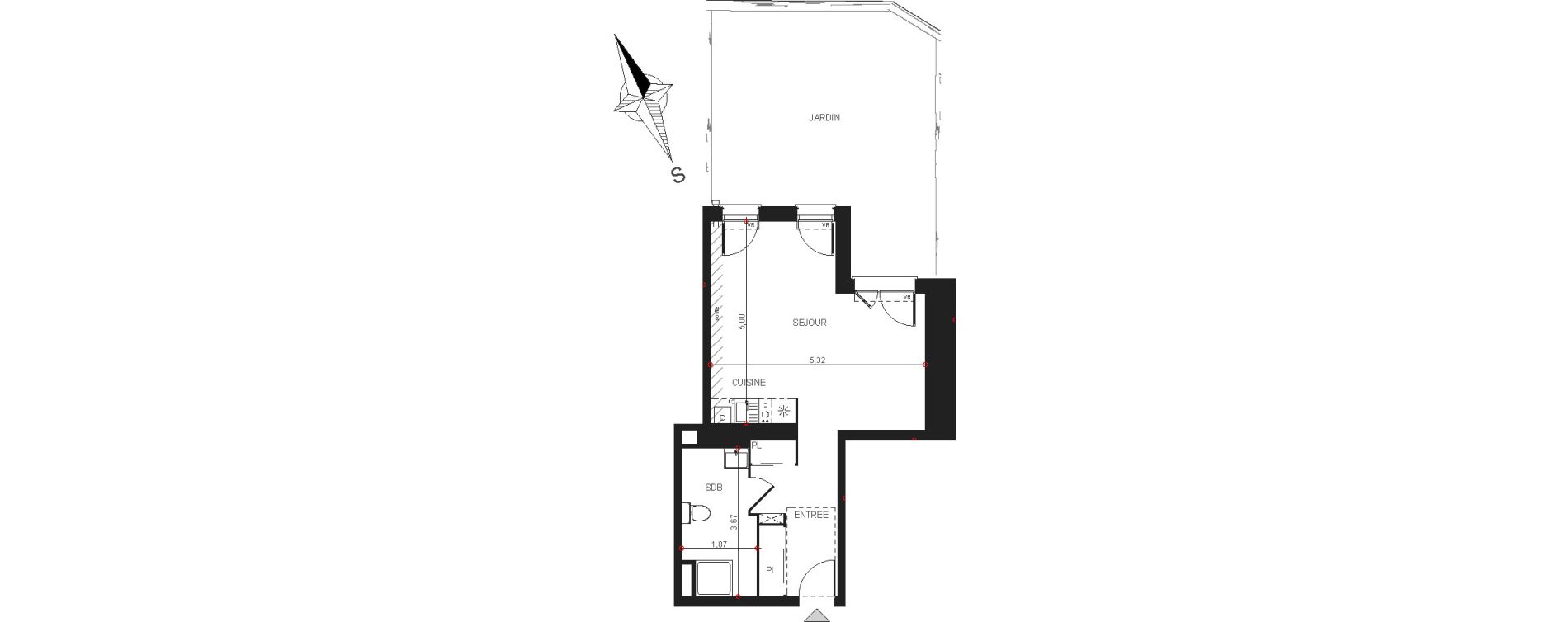 Appartement T1 de 37,26 m2 &agrave; Rouffiac-Tolosan Centre