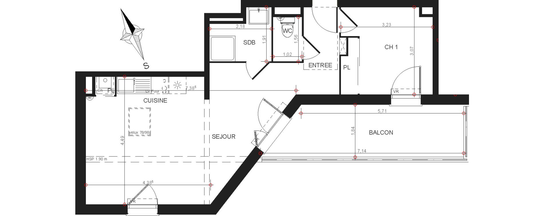 Appartement T2 de 47,22 m2 &agrave; Rouffiac-Tolosan Centre