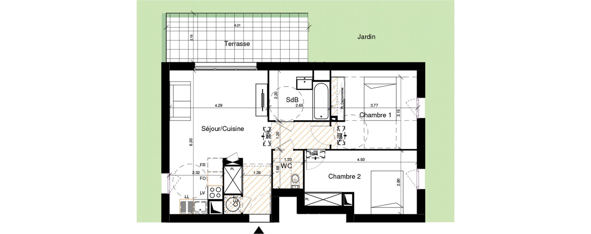 Appartement T3 de 62,26 m2 &agrave; Rouffiac-Tolosan Charlary