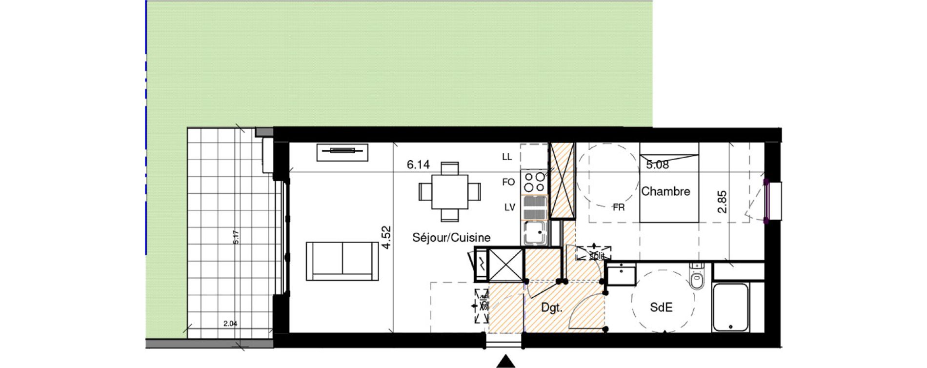 Appartement T2 de 48,55 m2 &agrave; Rouffiac-Tolosan Charlary