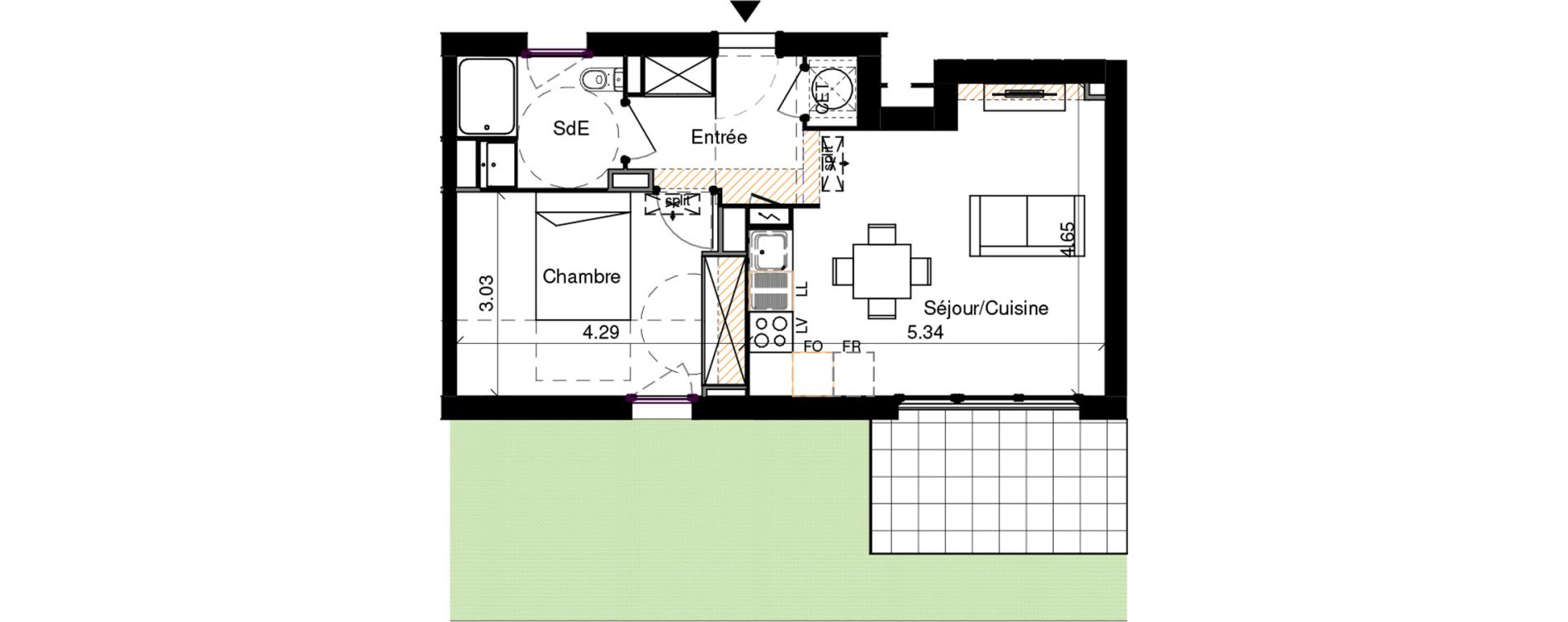 Appartement T2 de 44,21 m2 &agrave; Rouffiac-Tolosan Charlary