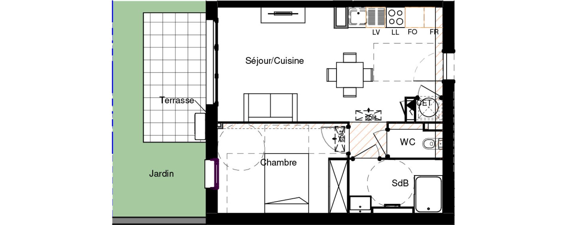 Appartement T2 de 45,38 m2 &agrave; Rouffiac-Tolosan Charlary