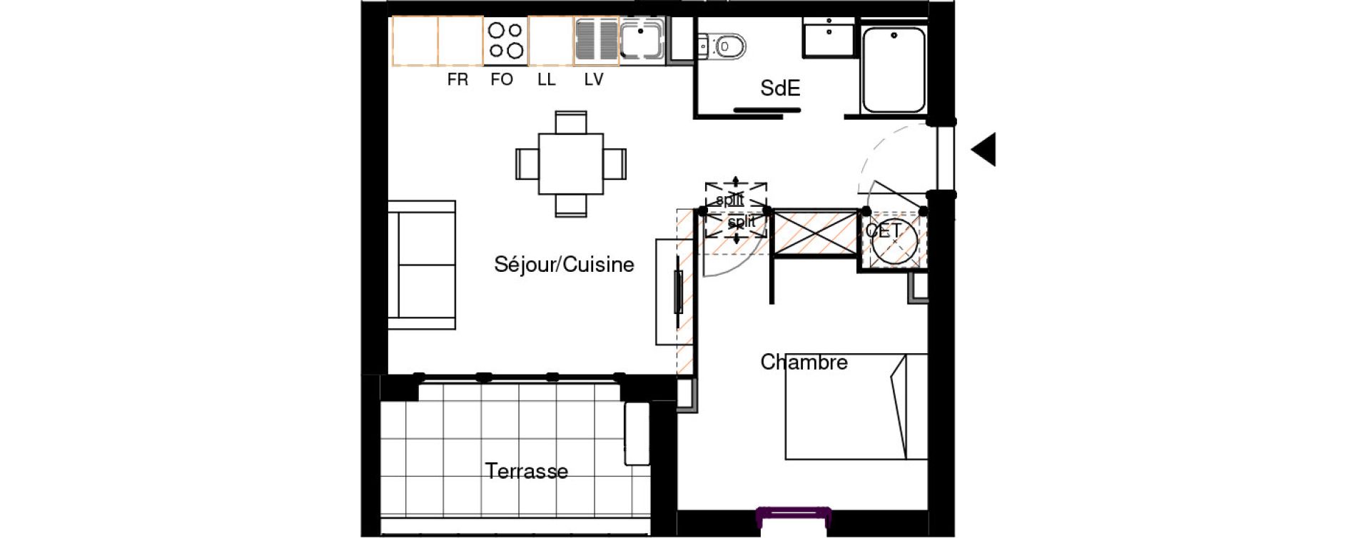 Appartement T1 bis de 38,99 m2 &agrave; Rouffiac-Tolosan Charlary