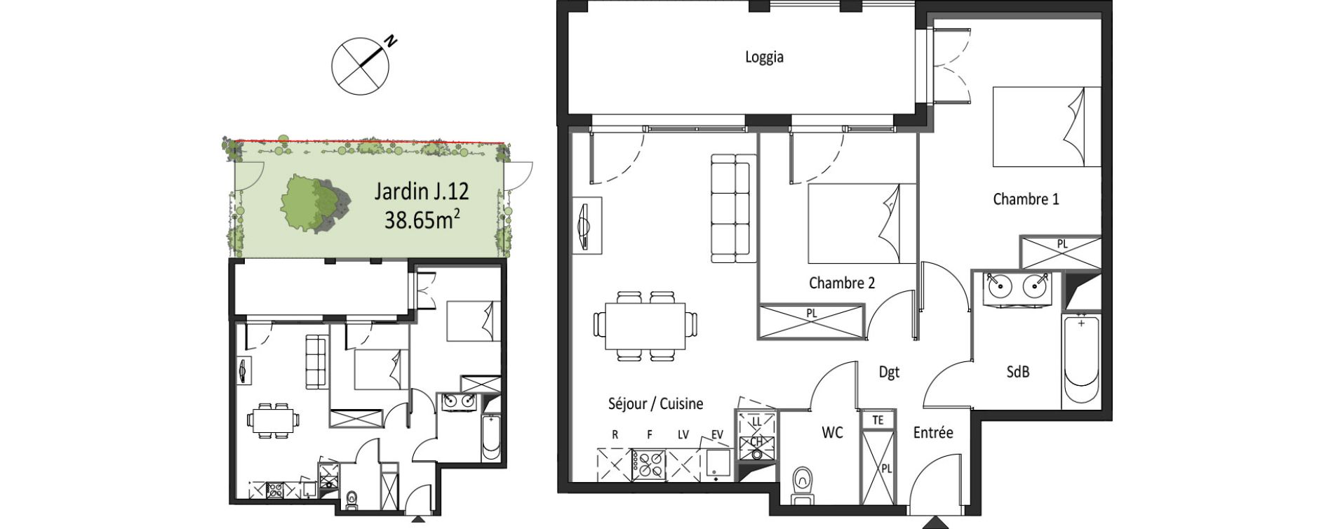 Appartement T3 de 59,62 m2 &agrave; Saint-Alban Le terroir