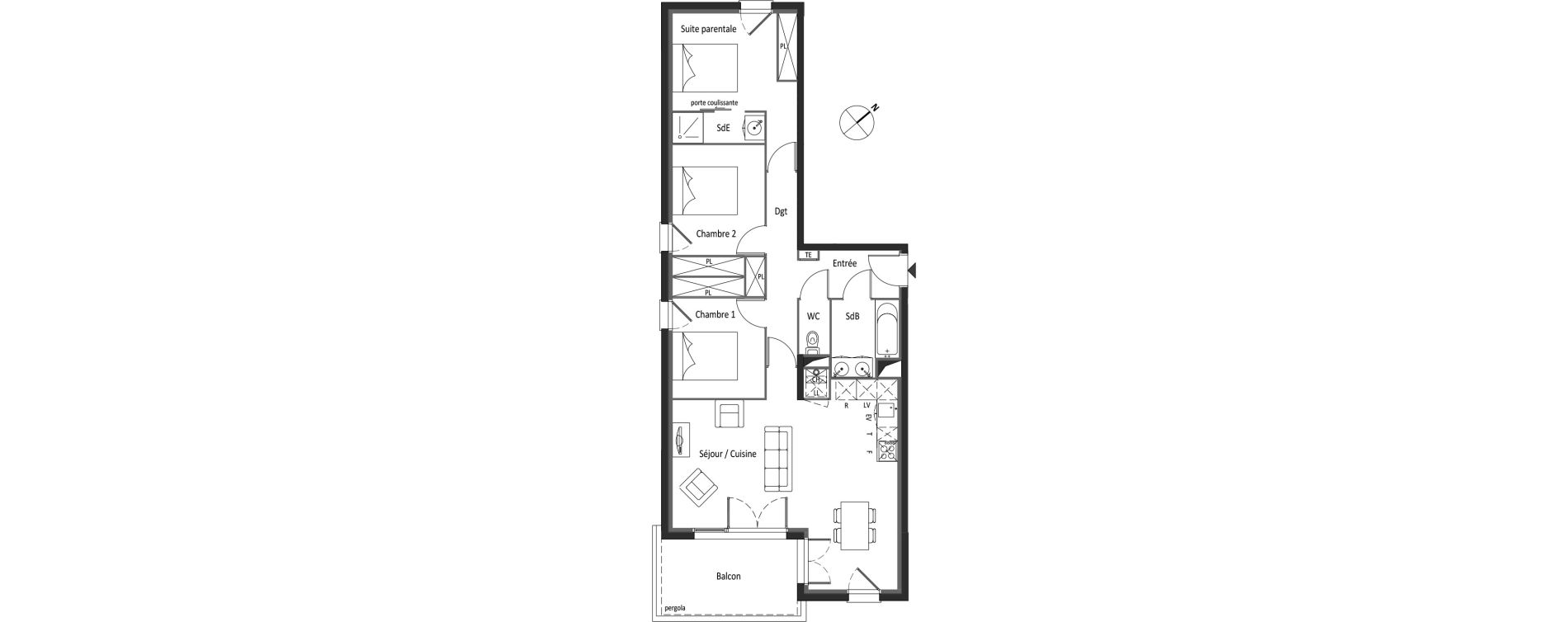 Appartement T4 de 81,11 m2 &agrave; Saint-Alban Le terroir
