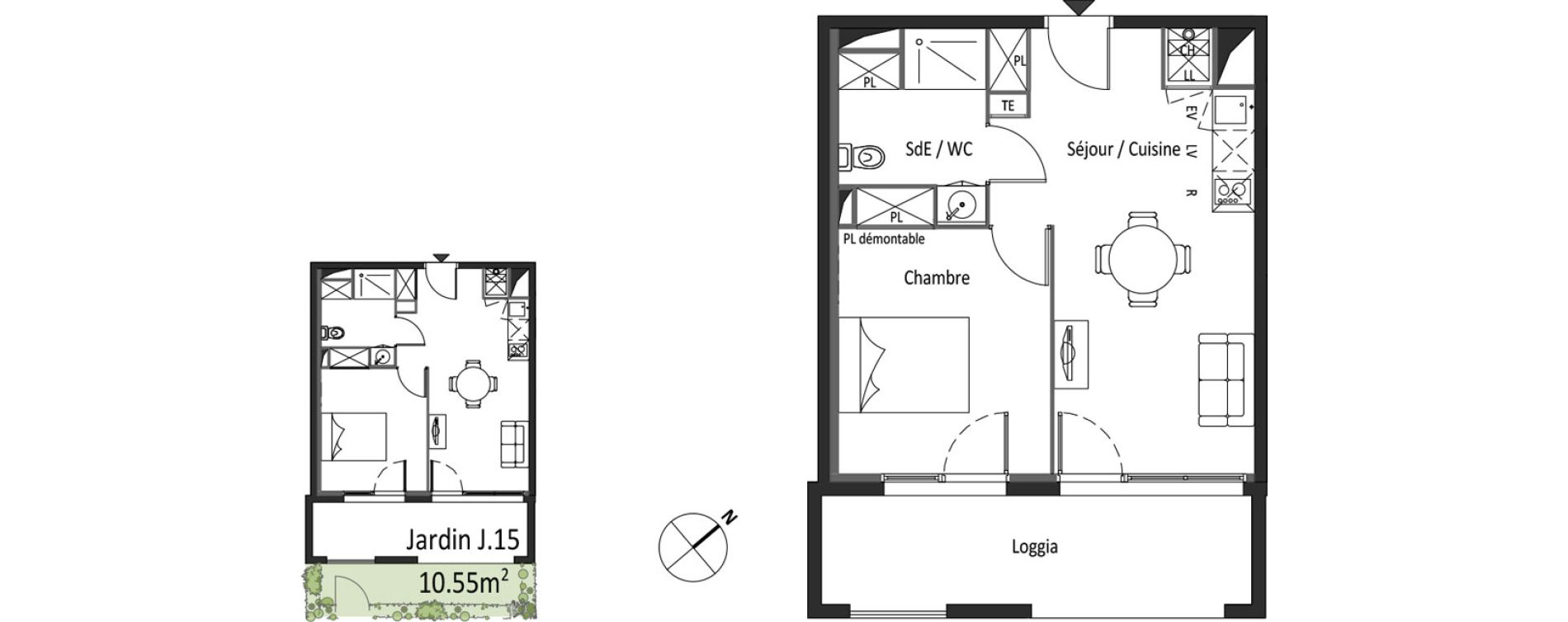 Appartement T2 de 37,69 m2 &agrave; Saint-Alban Le terroir