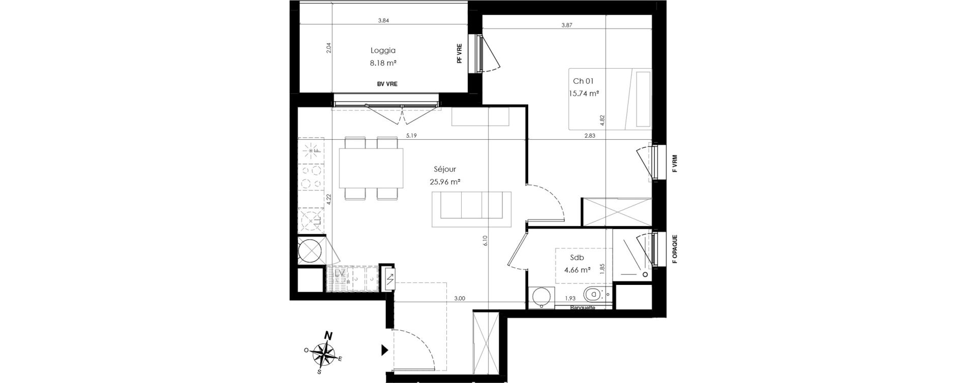 Appartement T2 de 46,36 m2 &agrave; Saint-Alban Le terroir