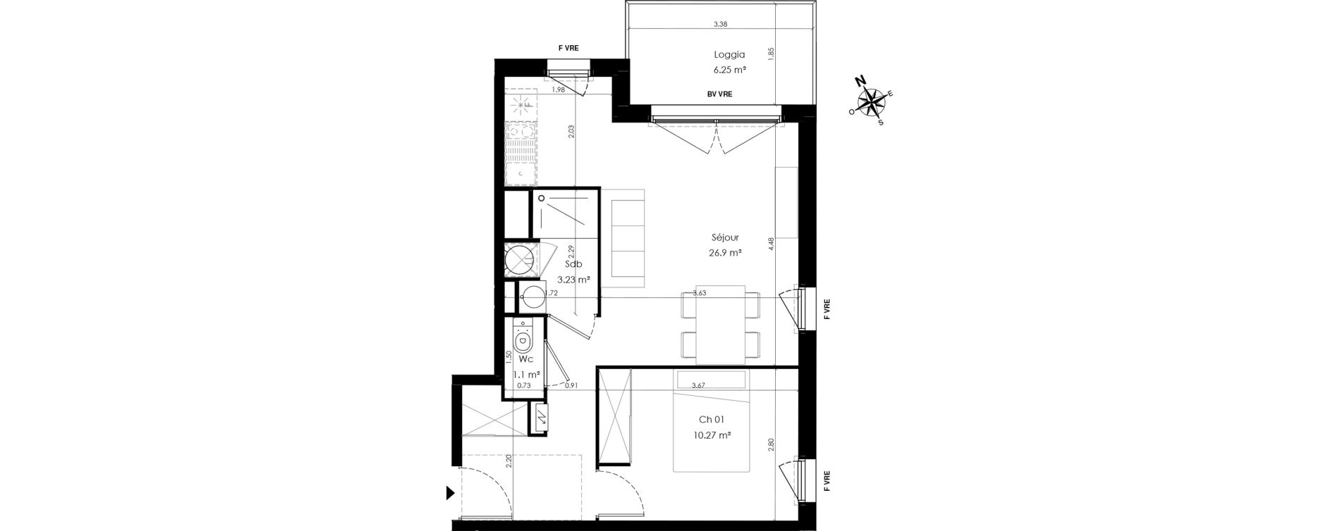 Appartement T2 de 41,49 m2 &agrave; Saint-Alban Le terroir