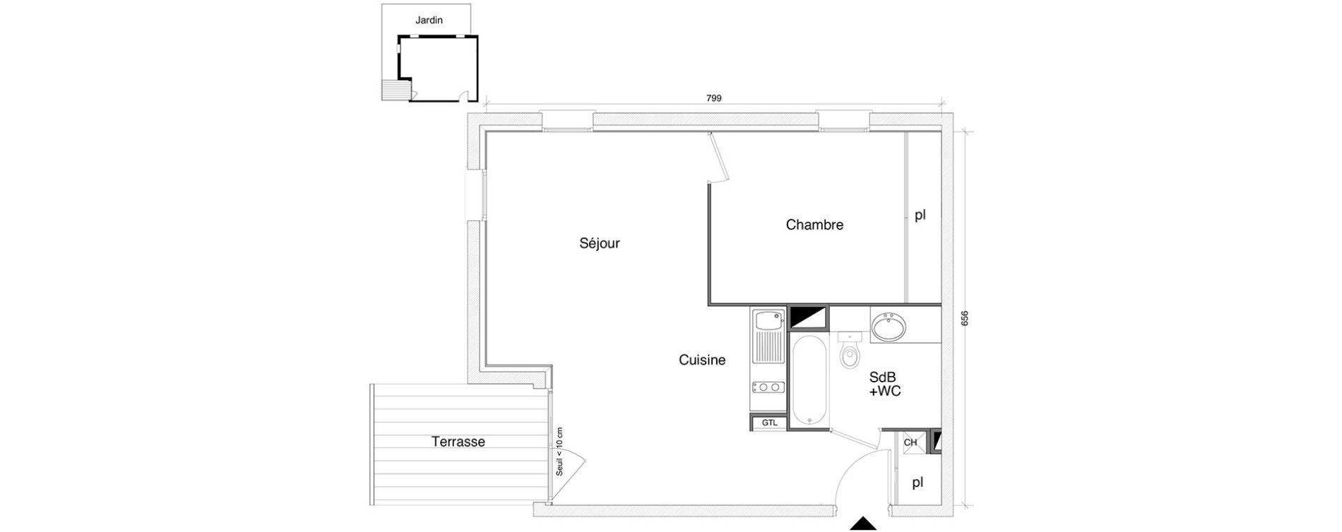Appartement T2 de 48,30 m2 &agrave; Saint-Alban Centre