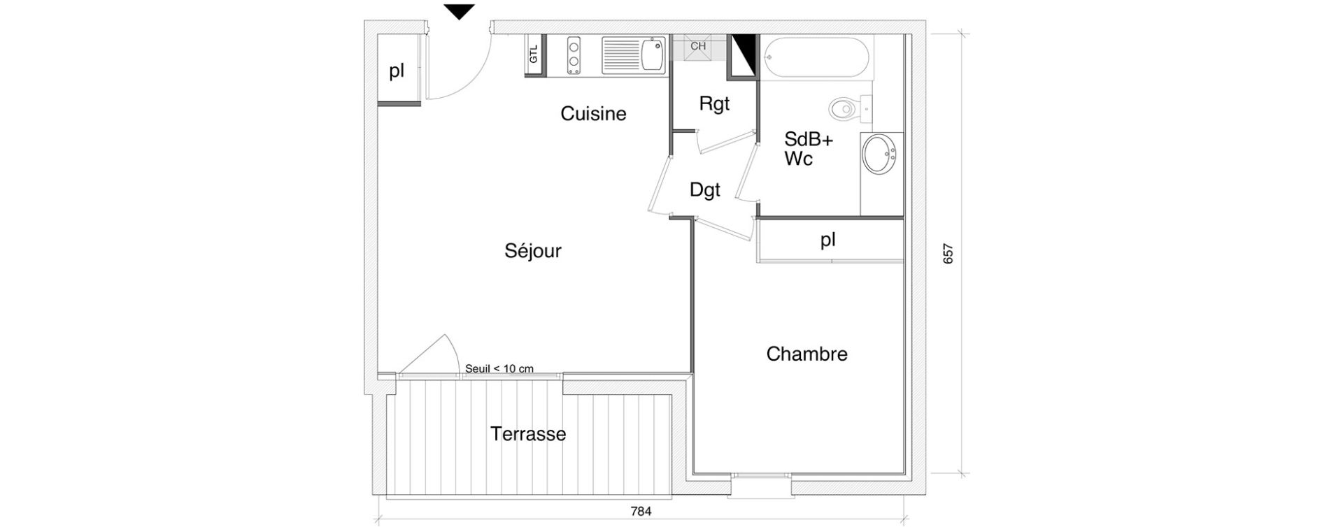 Appartement T2 de 43,30 m2 &agrave; Saint-Alban Centre