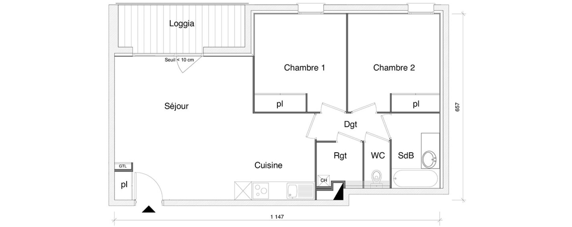 Appartement T3 de 65,25 m2 &agrave; Saint-Alban Centre