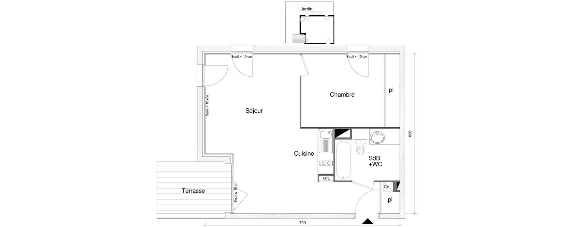 Appartement T2 de 48,30 m2 &agrave; Saint-Alban Centre