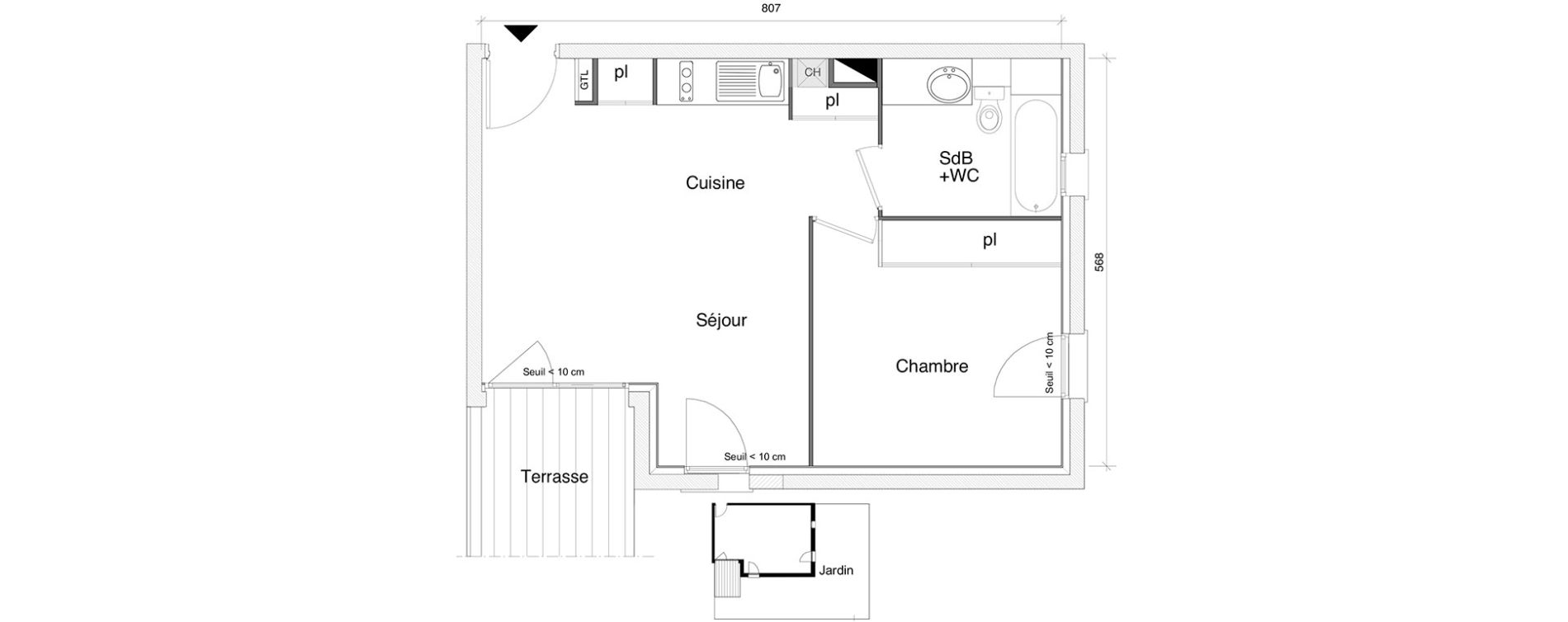 Appartement T2 de 41,95 m2 à Saint-Alban Centre