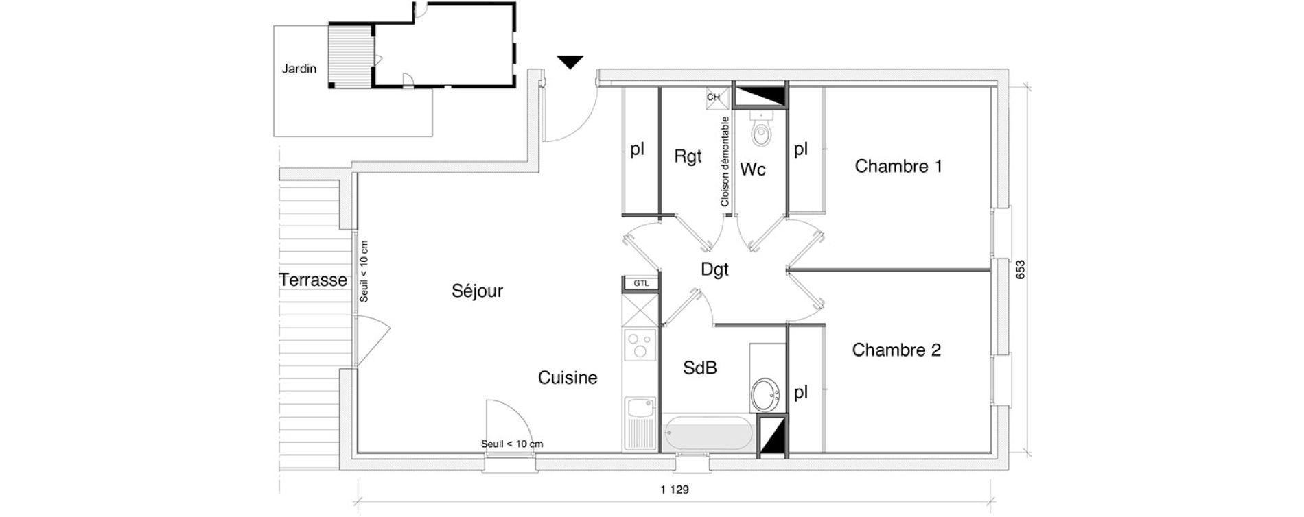 Appartement T3 de 66,70 m2 &agrave; Saint-Alban Centre