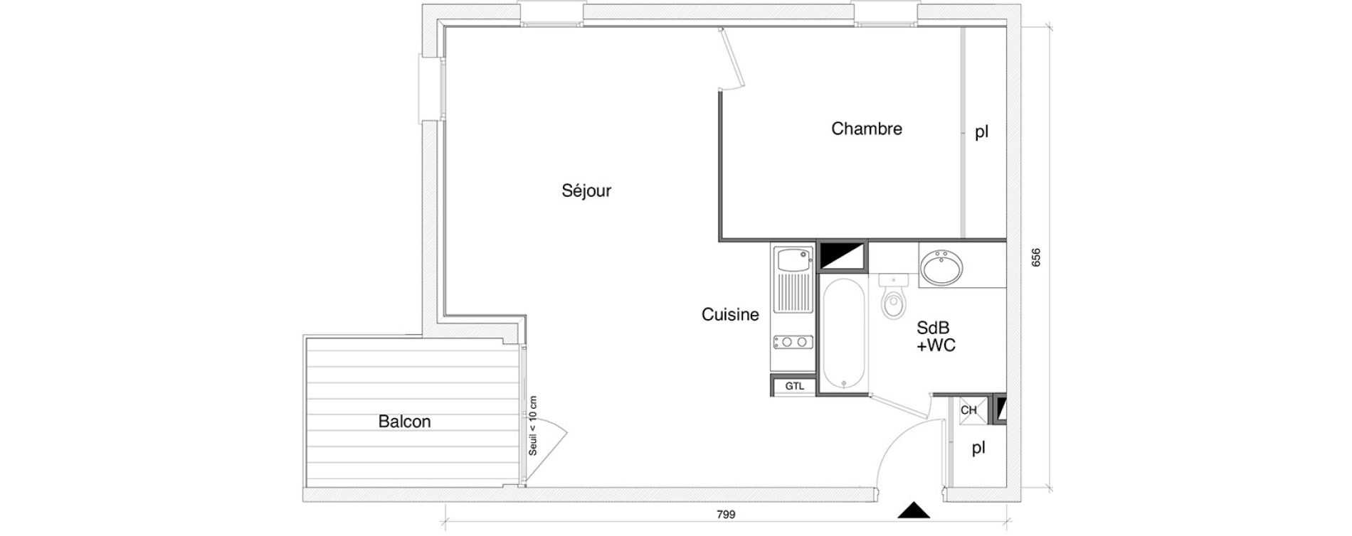 Appartement T2 de 48,45 m2 &agrave; Saint-Alban Centre