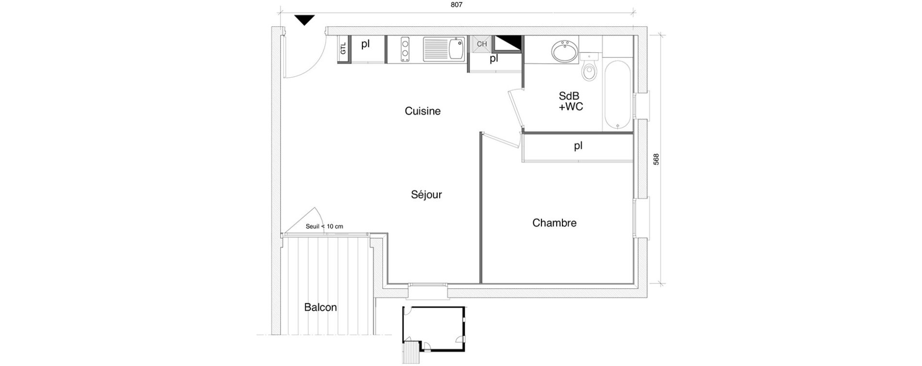 Appartement T2 de 41,95 m2 &agrave; Saint-Alban Centre