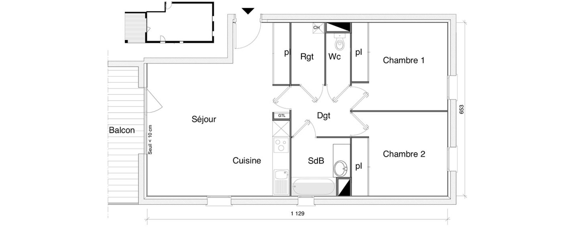 Appartement T3 de 66,65 m2 &agrave; Saint-Alban Centre